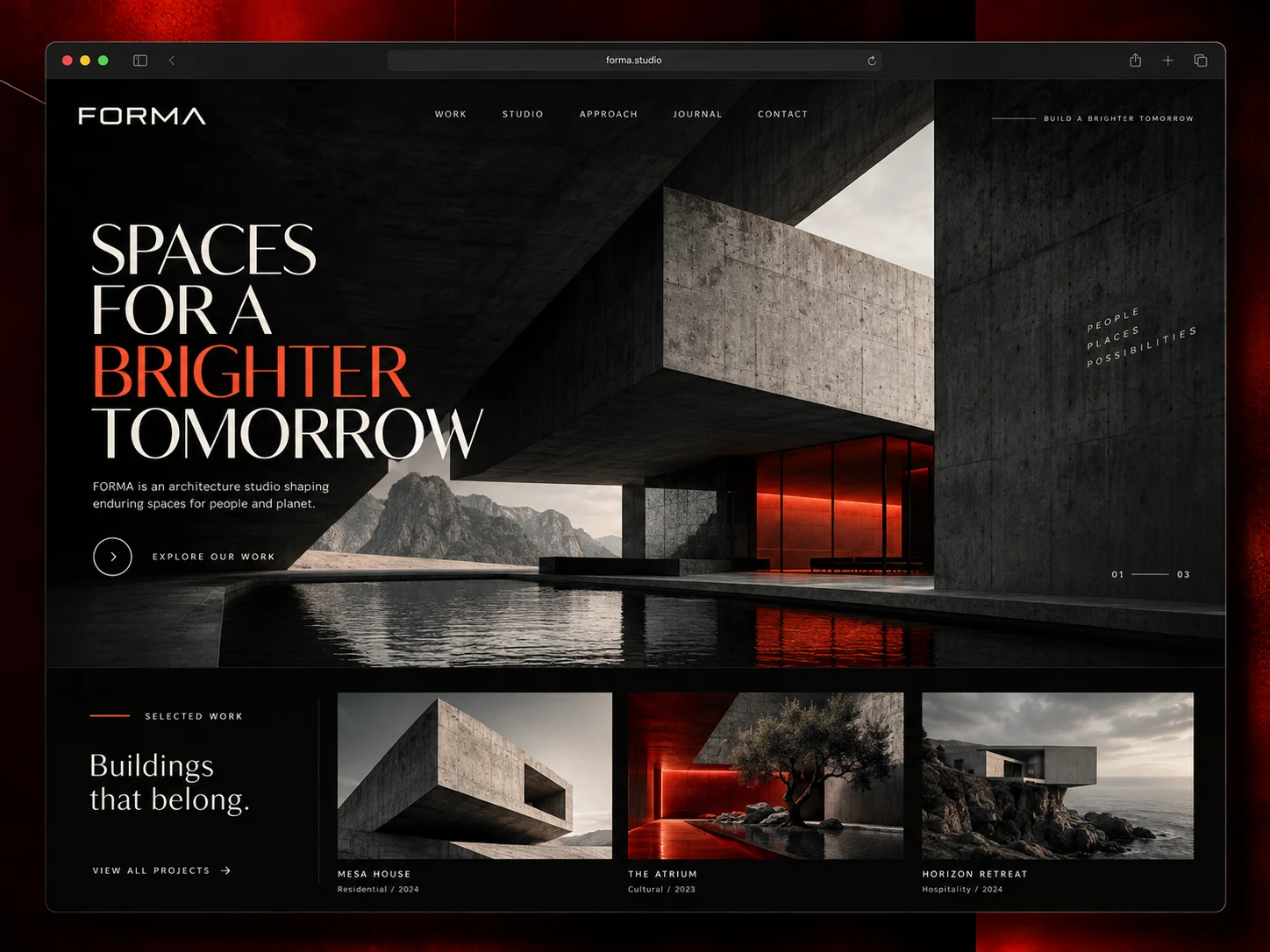 FORMA — Architecture landing page — Landing pages portfolio preview