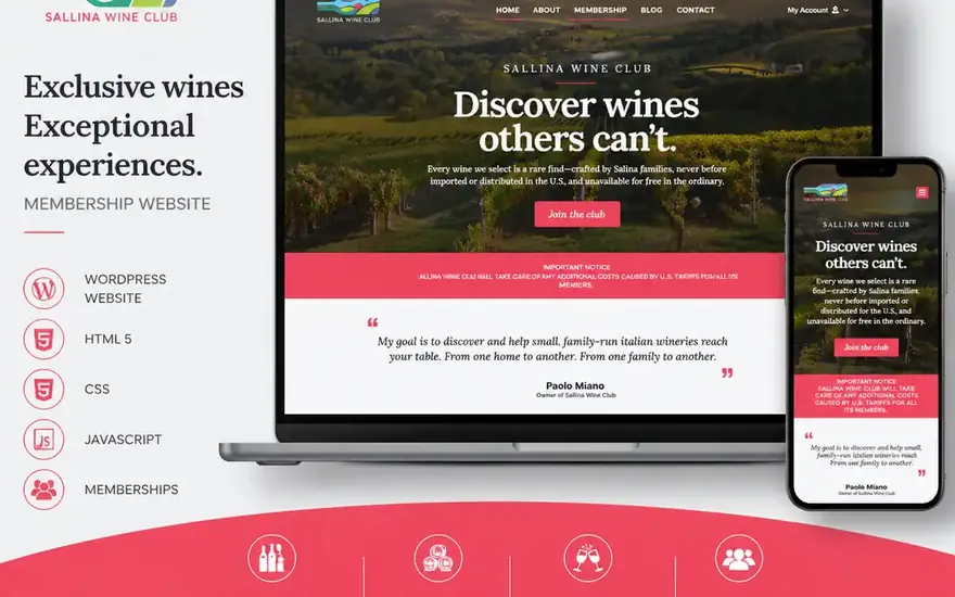 Sallina Wine Club — Websites portfolio preview